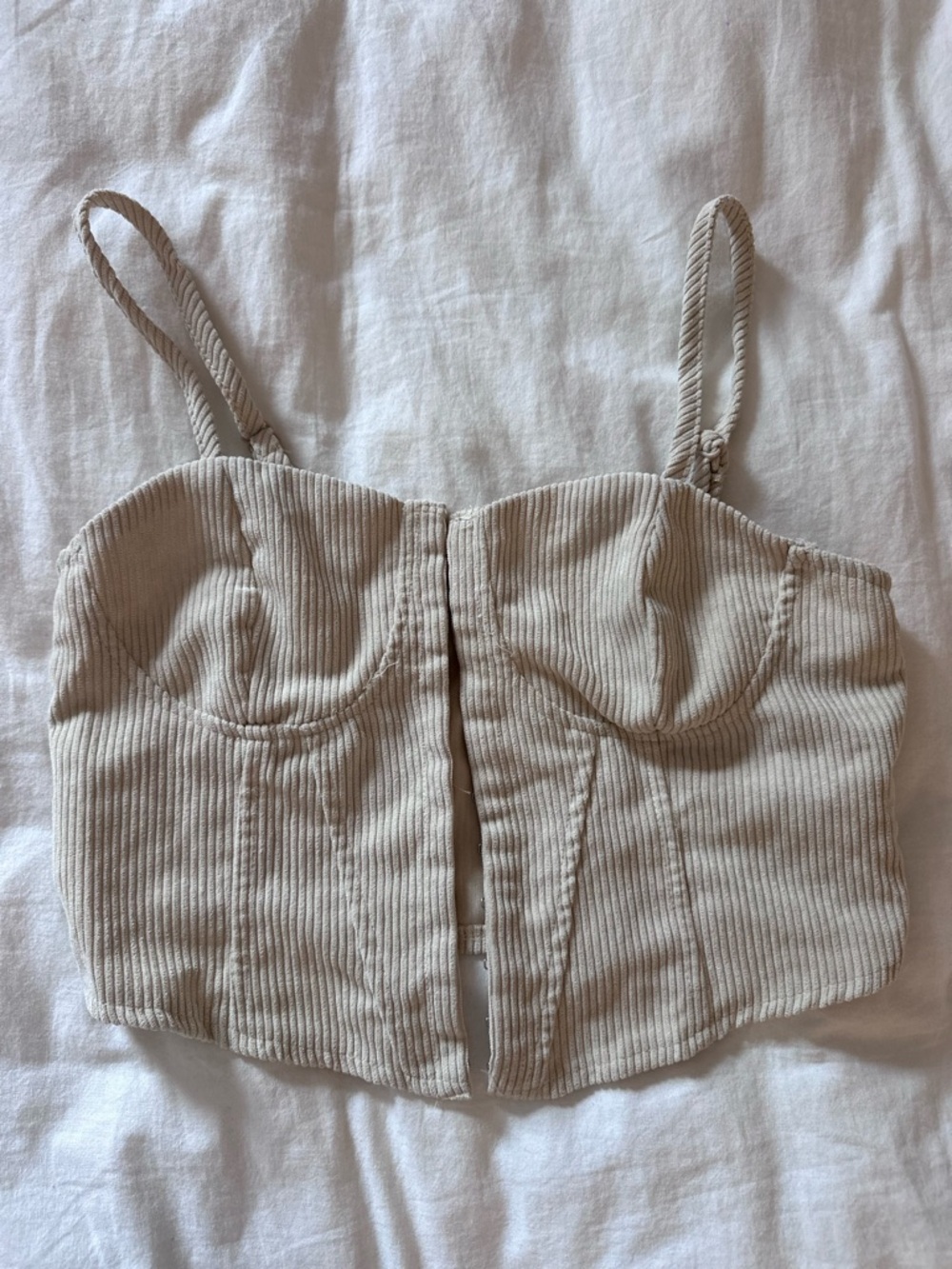 Beige Ribbed Corset-Style Tank – SHEIN (Size S)